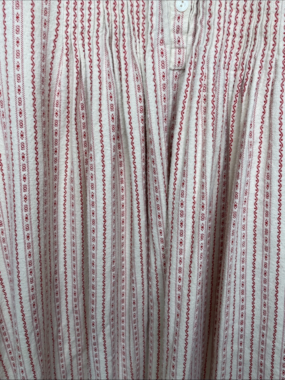 VINTAGE LL Bean Dobby Stripe Flannel Victorian Sleepwear Granny Nightgown Large - Picture 6 of 13